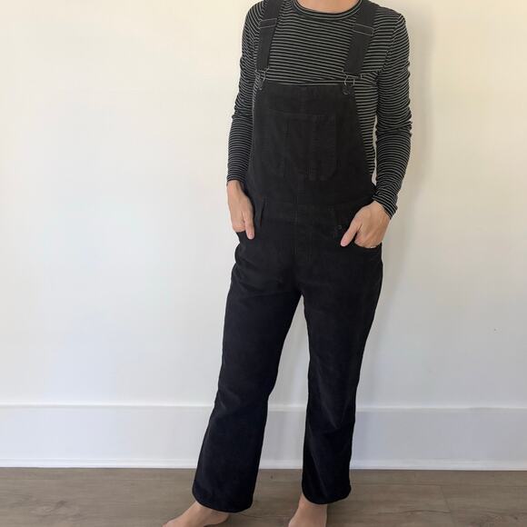 Lucky Brand Black Corduroy Overalls Ankle Crop XS - Picture 1 of 11